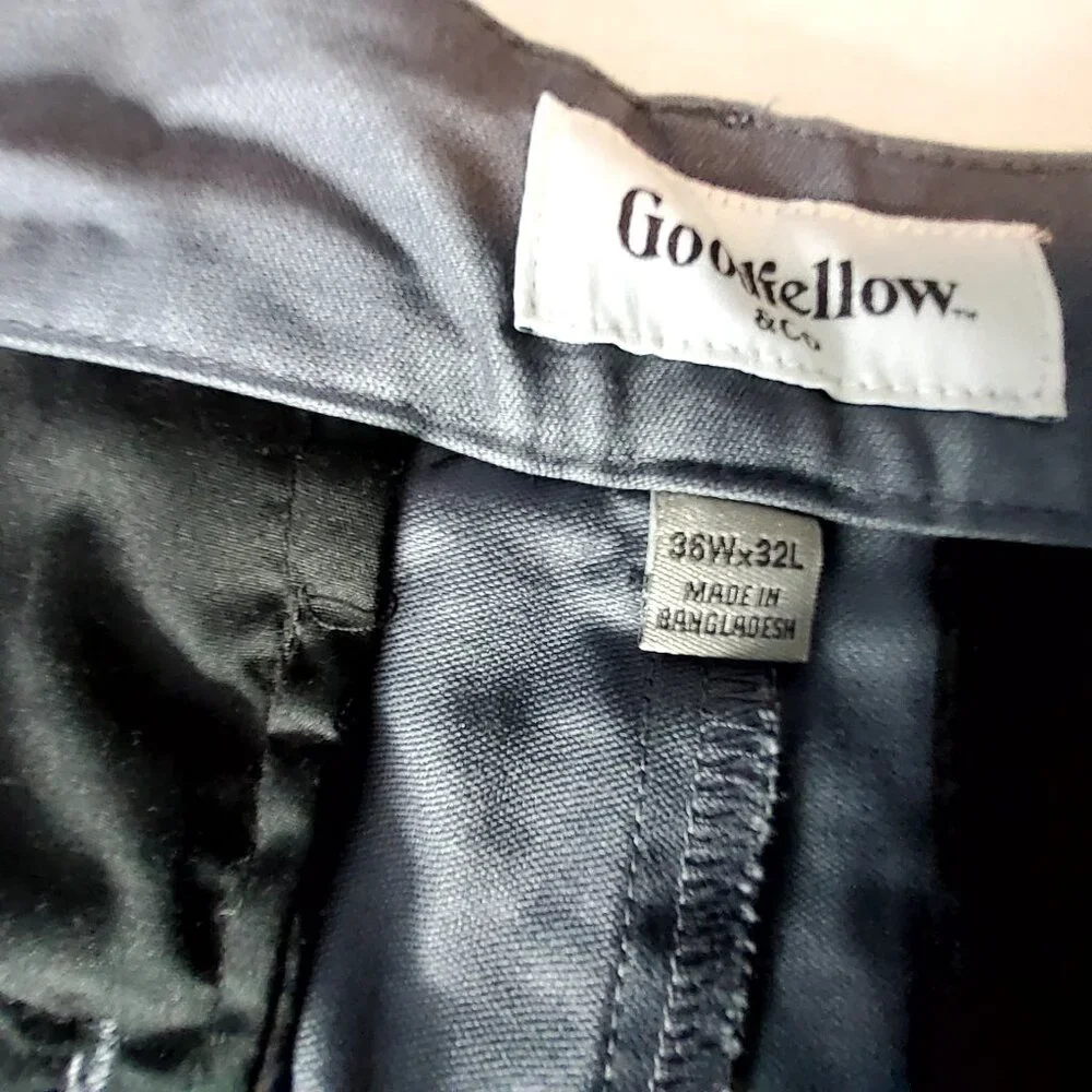 Good Fellow Pleated Trouser Mens Cotton Stretch Slim Tapered Leg Chinos W36 L32 - Picture 7 of 12